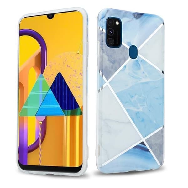 Skal för Huawei P20 LITE 2018 / NOVA 3E i Marmor Grå Vit Blå Nr. 2 Skyddsetui Blå