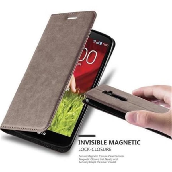 LG G2 Fodral i KAFFEBRUN från Cadorabo (INVISIBLE MAGNETIC CLOSURE Design) Helt skyddsfodral med Flip Flip och