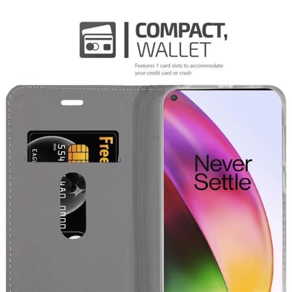 Etui för OnePlus 8 - CADORABO - Ljusgrå Brun - Syntetläder - Magnetisk Stängning - Ställfunktion LJUSGRÅ BRUN