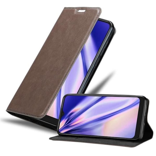 Coque - CADORABO - Alcatel 1S 2020 - Mörkbrun - Magnetisk Stängning - Ställfunktion kaffe brunt