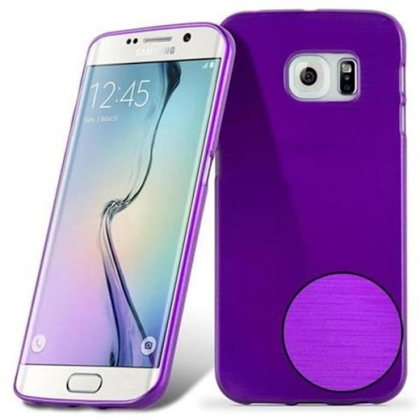 Samsung Galaxy S6 EDGE-fodral i LILA från Cadorabo (BORSTAD METAL Design) Ultratunt mjukt silikongel TPU-fodral med