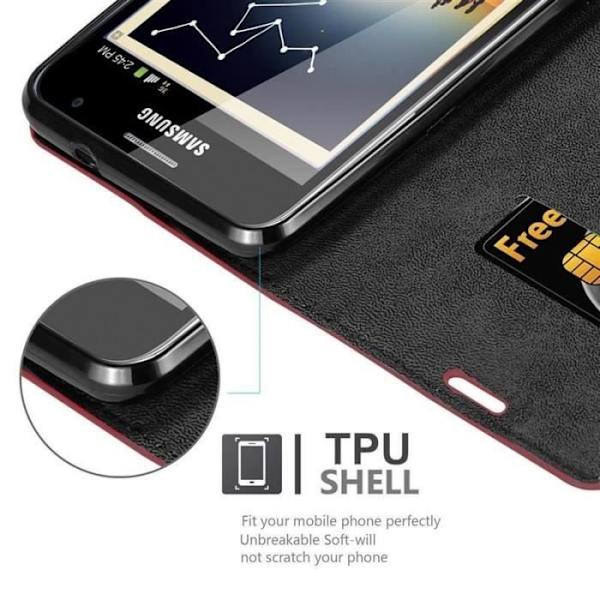 Plånboksfodral - CADORABO - Samsung Galaxy NOTE 1 - Röd - Imiterat läder - Magnetisk stängning Röd
