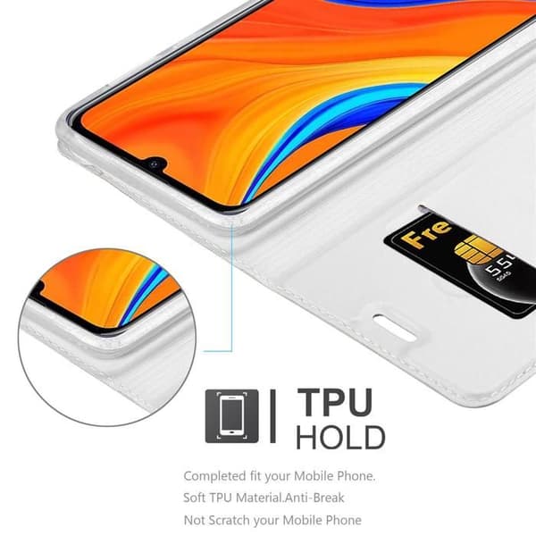 Fodral med lock för Huawei Y6S Plånbok i KLASSISK SILVER Stötsäker Grå