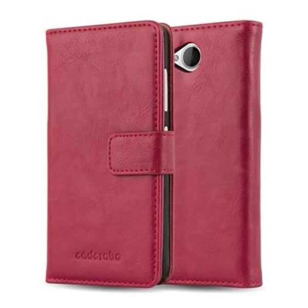 Cadorabo Nokia Lumia 650 Fodral CHERRY RED LUXURY Magnetiskt skyddsfodral som stödjer stativ och kortplats