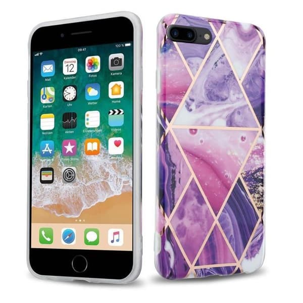 Skal för iPhone 7 PLUS / 7S PLUS / 8 PLUS i Lila Våg Marmor Nr. 14 Skyddsetui Violett