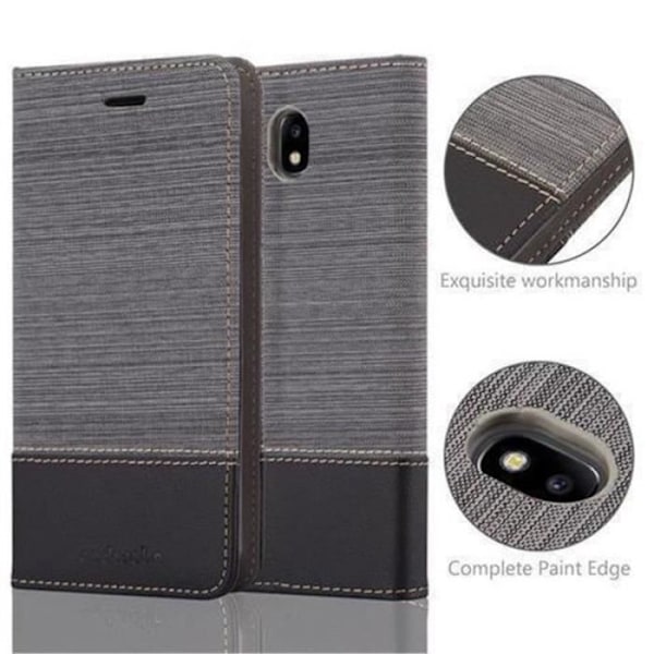 SAMSUNG GALAXY J5 2017 FODRAL (7) I CADORABO SVART GRÅ (TYG-PU DESIGN) KOMPLETT SKYDDSFODRAL MED LOCK Mörkgrå