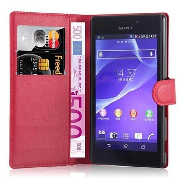 Fodral för Sony Xperia M2 / M2 AQUA i KIRSCHRÖD Röd