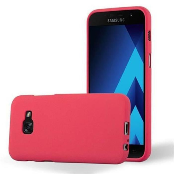 Fodral Samsung Galaxy A3 2017 FROST RÖD Cadorabo FROST Fodral TPU Silikonskydd Fodral Fodral Ultra Slim Fin Bumper