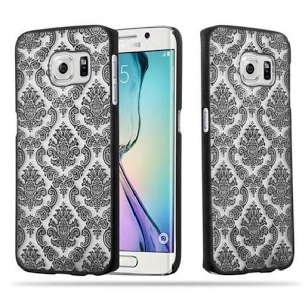 Samsung Galaxy S6 EDGE Fodral Cadorabo MANDALA Hårt Fodral Skydd Ultra Slim Bumper Henna Paisley SVART-TRANSPARENT SVART-TRANSPARENT