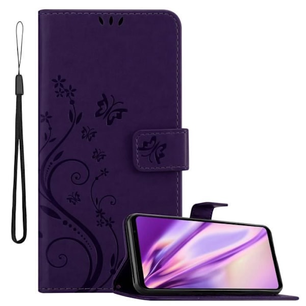 Coque för Asus ROG Phone 5 - CADORABO - Blommig Fodral - Syntetläder - Ställfunktion - Fullständig Skydd Mörklila blommig