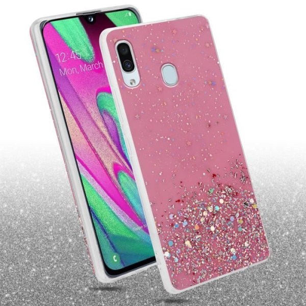 Cadorabo-fodral för Samsung Galaxy A40 i rosa med glitter flexibelt TPU-silikonskydd