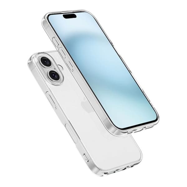 Transparent stötsäker silikonfodral för iPhone 16 PLUS Vit