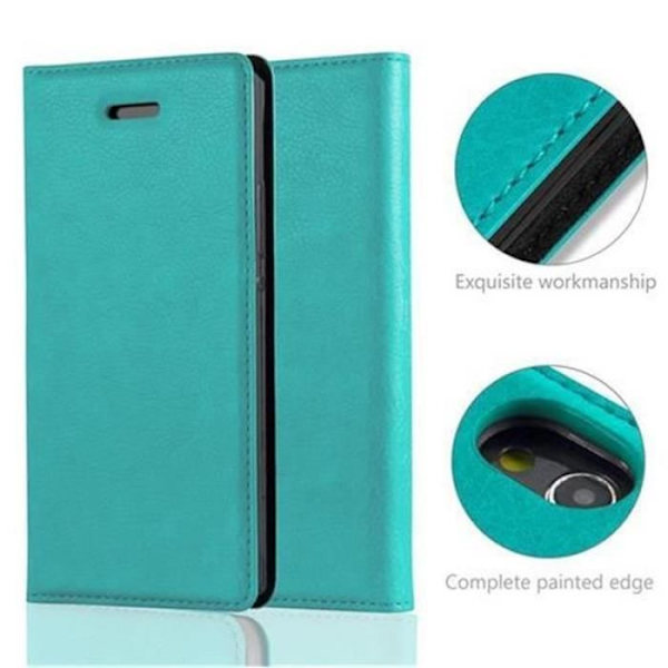 Huawei P7 Fodral i OIL TURQUOISE från Cadorabo (INVISIBLE MAGNETIC CLOSURE Design) Helt skyddsfodral med Flip Flip