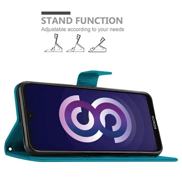 Coque - CADORABO - Huawei Y5 2019 / Enjoy Play 8 / Honor 8S - Similicuir - Floral - Magnetisk stängning Blå