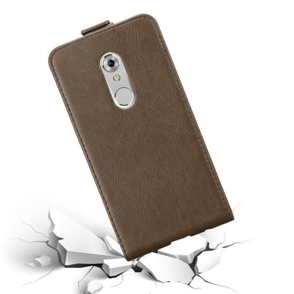 Flip-fodral - CADORABO - ZTE Axon 7 - Läderimitation - Brun - Magnetstängning kastanj