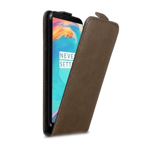 Etui för OnePlus 5T Flip Case i MÖRK BRUN Skydd KAFFEBRUNT