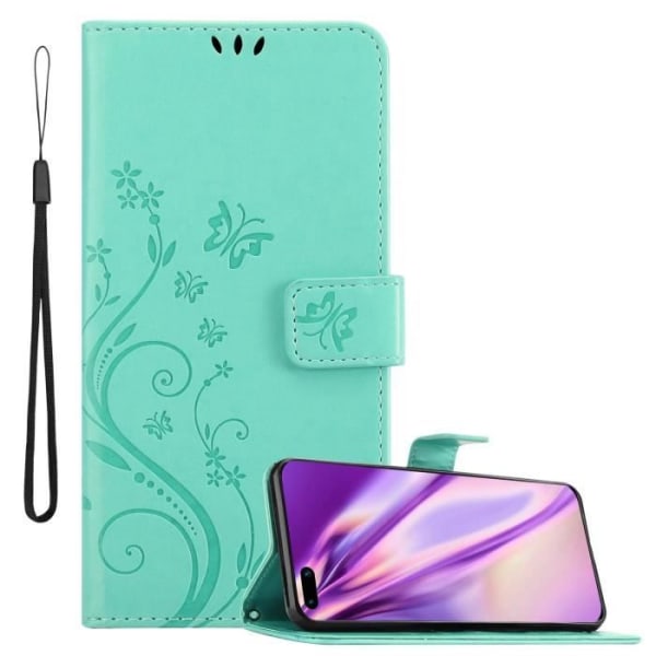 Etui för Huawei P40 - CADORABO - Turkos Blommig - Syntetiskt läder - Ställfunktion - Fack för Kort Blommig turkos