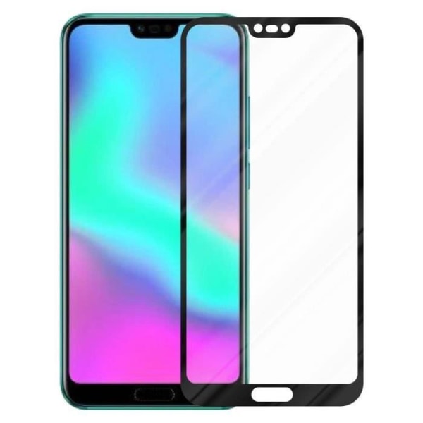 Cadorabo Tempered Glass for Honor 10 i TRANSPARENT med SVART - Skärmskydd med full täckning för display -