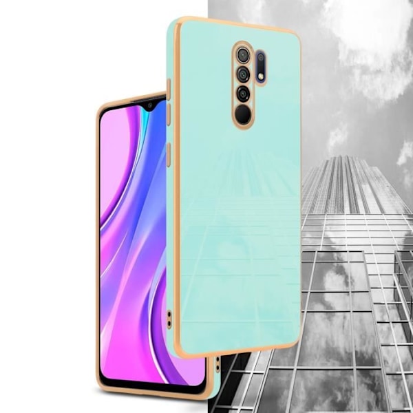 Telefonfodral - CADORABO - Xiaomi RedMi 9 - Silikon TPU - Kameraskydd - Mintgrönt guld Mintgrön - Guld