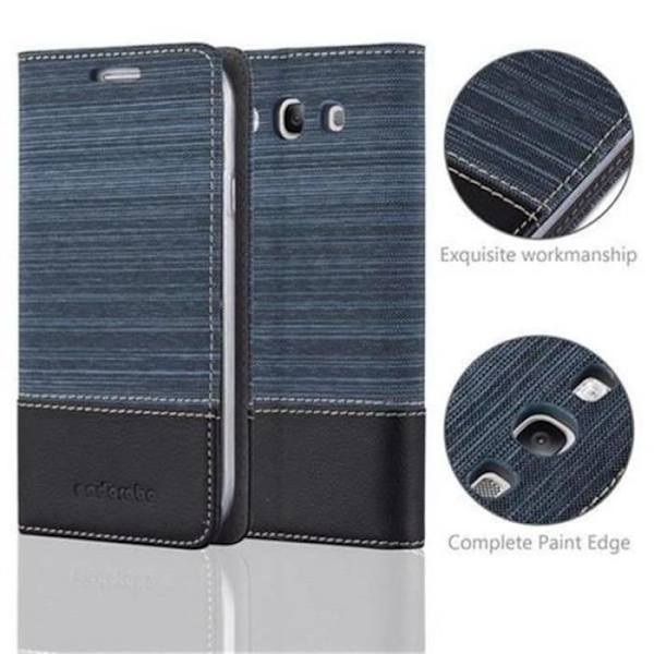 Samsung Galaxy S3 - S3 NEO Fodral i MÖRKBLÅ SVART från Cadorabo (TYG-LÄDERDESIGN) Helt skyddsfodral med flipflik Mörkblå, svart