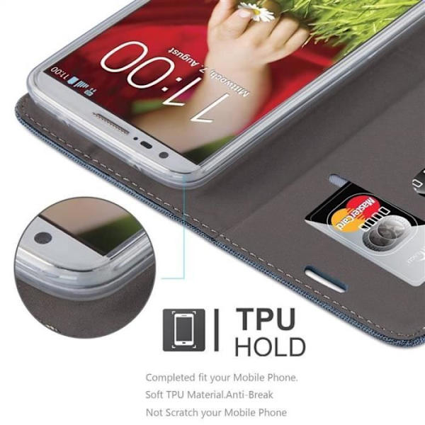 Coque för LG G2 MINI - Cadorabo - Mörkblå Svart - Syntetläder - Ställfunktion - Kortficka MÖRKBLÅ SVART