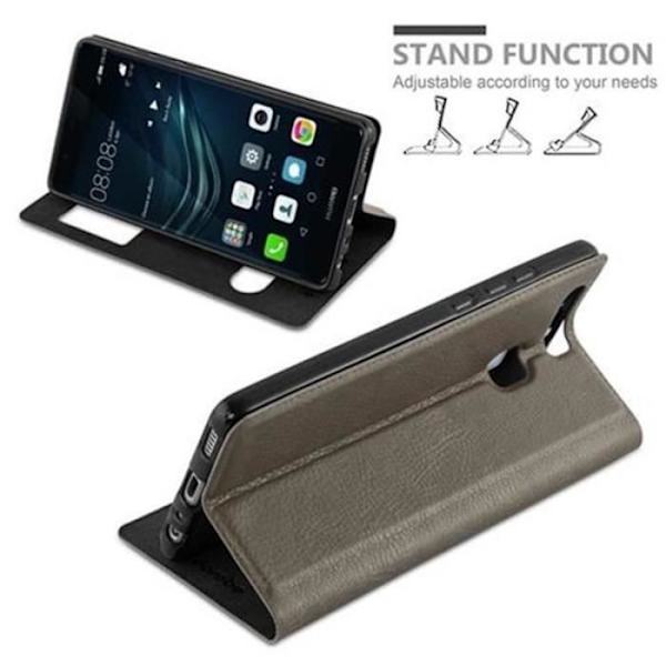 Huawei P9 Fodral i STONE BROWN av Cadorabo (Design VIEW) Helt skyddsfodral med Flip Flip, horisontellt stativ och
