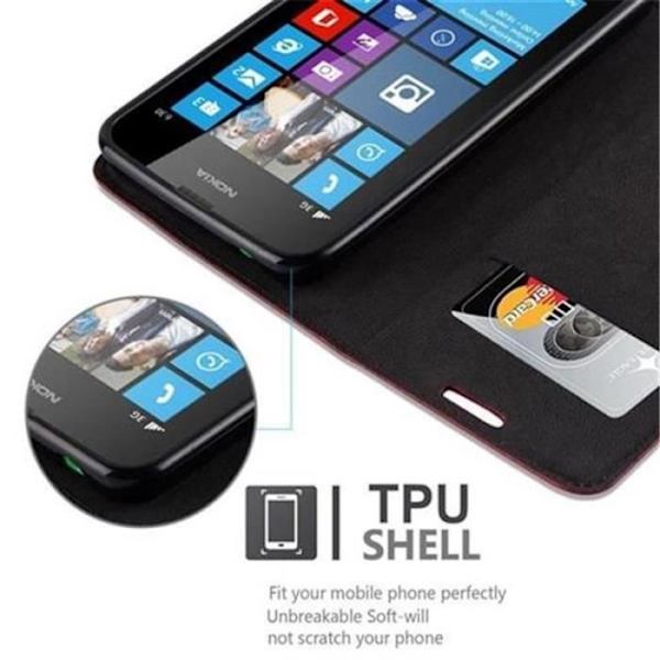 Cadorabo Nokia Lumia 630 / 635 Fodral APPLE RÖD Osynlig magnetisk STÄNGNING Fodral Fodral stöder kortplats för stativ