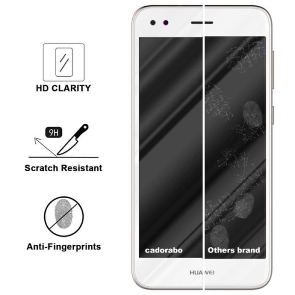 Cadorabo härdat glas Huawei ENJOY 7 Helfilmsskärmsskydd Glasskärmskydd TRANSPARENT med VIT