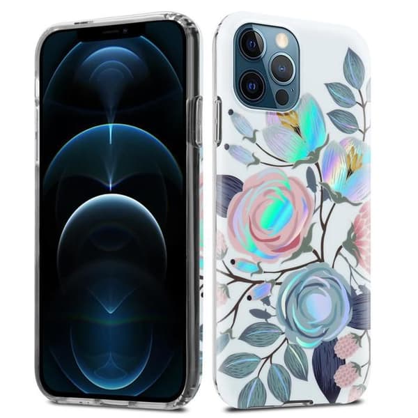 Skal för iPhone 12 PRO MAX i PIONER Blomsterdesign Skyddsetui Vit