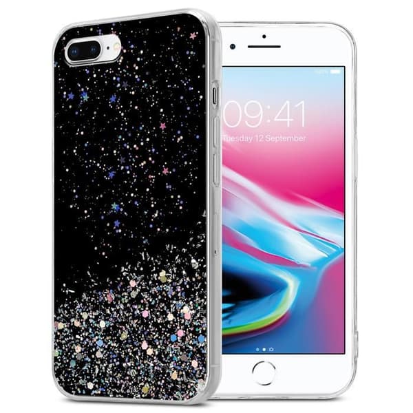 iPhone 7 PLUS / 7S PLUS / 8 PLUS Skal Svart med Glitter Skydd Design Glittrande Svart