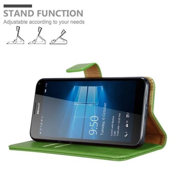 Fodral - CADORABO - Nokia Lumia 950 XL - Läderimitation - Grön - Stativfunktion och kortfack Grön