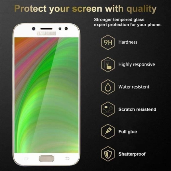 Cadorabo helskärmsskydd för Samsung Galaxy J3 PRO i CLEAR med vitt härdat härdat skärmskyddsglas