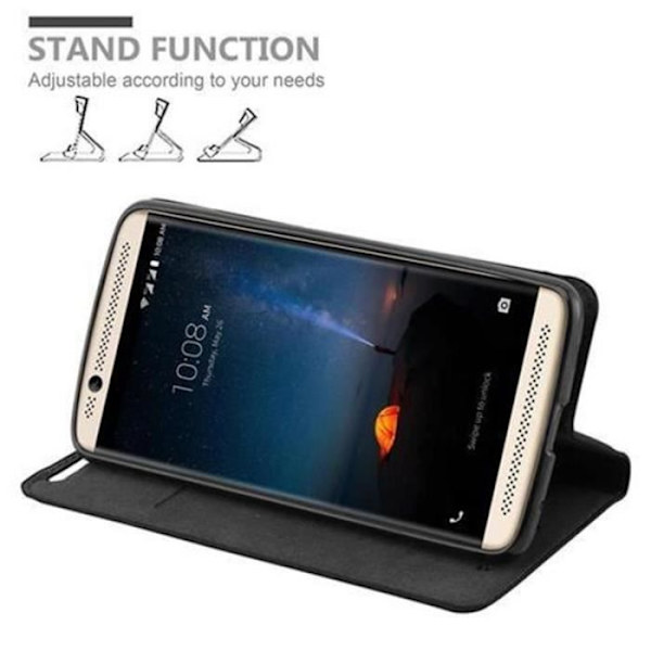 ZTE AXON 7 Fodral i NIGHT BLACK från Cadorabo (INVISIBLE MAGNETIC CLOSURE Design) Helt skyddsfodral med flipflik