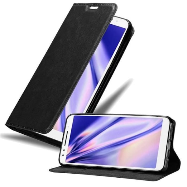 Coque - CADORABO - Alcatel 3 2018 - Syntetiskt läder - Magnetisk stängning - Bokkammare stil Svart