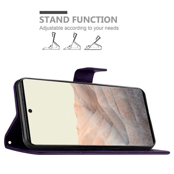 Coque - CADORABO - Google PIXEL 6 PRO - Floral - Similicuir - Plånbok med ställfunktion Mörk lila