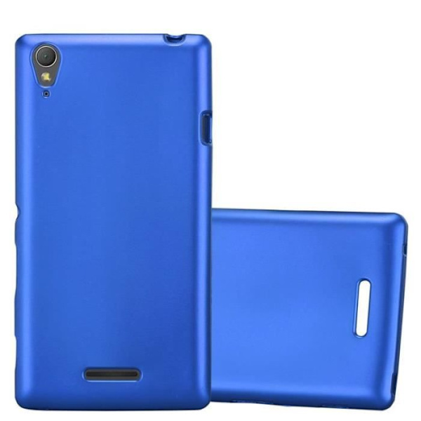 Cadorabo Fodral fungerar med Sony Xperia T3 i METALLIC BLUE - Stötsäker och reptålig TPU silikonhölje - Ultratunt