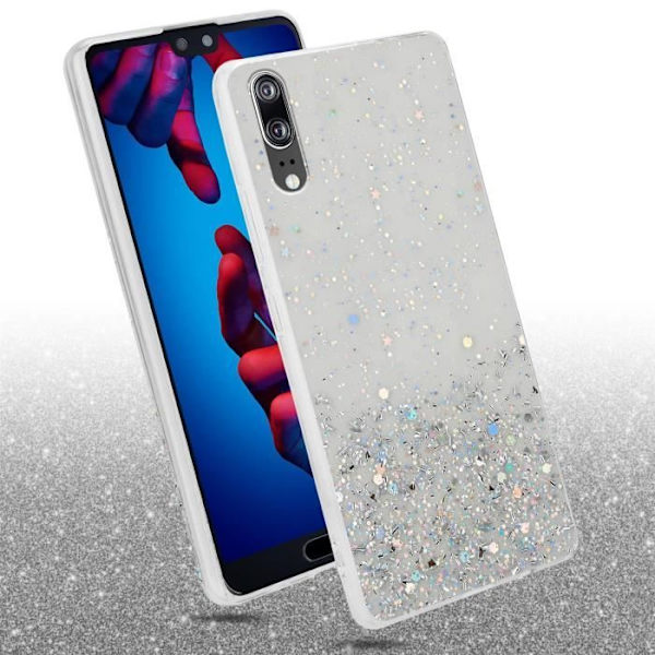 Coque - CADORABO - Huawei P20 - Transparent med Glitter - Ultra tunn - Stötskydd Transparent med glitter