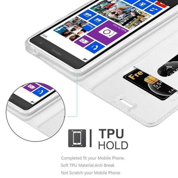 Cadorabo Fodral till Nokia Lumia 1020 i CLASSY SILVER Skyddsfodral magnetisk stängningsstativ funktion Pengar