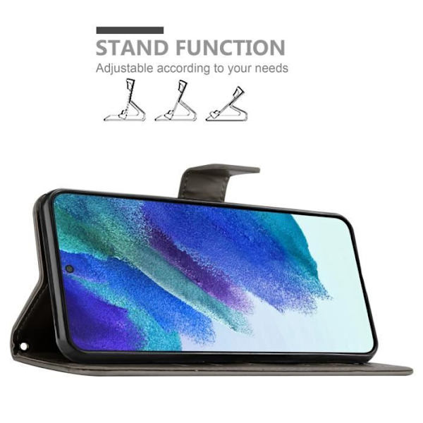 Coque - CADORABO - Samsung Galaxy S22 PLUS - Grå Blommig - Syntetläder - Plånboksfodral med Ställfunktion Blommig grå