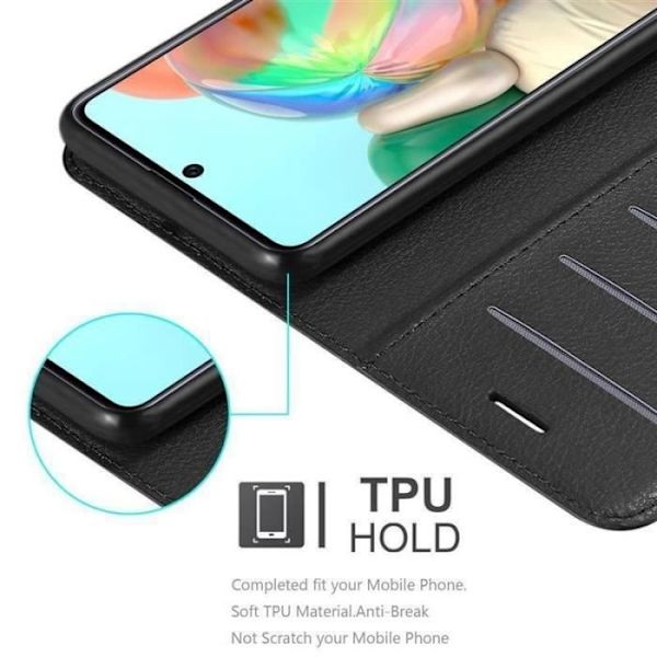 Fodral - CADORABO - Samsung Galaxy A51 - Läderimitation - Svart - Stativfunktion Svart