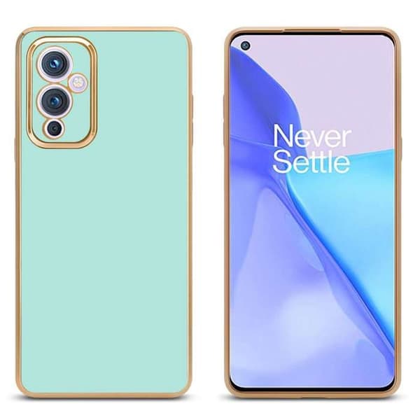 Fodral för OnePlus 9 Glansig Mintgrön - Guld med skydd för kamera Grön