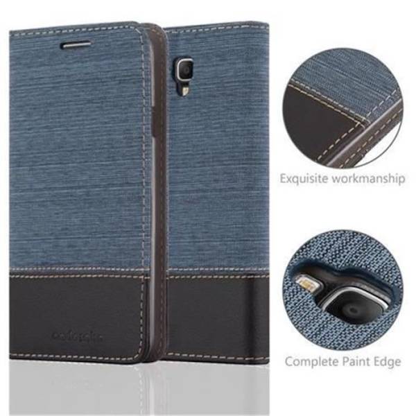 SAMSUNG GALAXY NOTE 3 NEO FODRAL I MÖRKBLÅ SVART BY CADORABO (TYG-PU DESIGN) FULLSTÄNDIG SKYDDSFODRAL MED FLÄCK Mörkblå