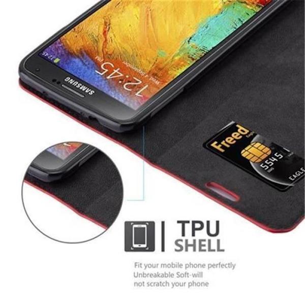 Samsung Galaxy NOTE 3 NEO-fodral i APPLE RED från Cadorabo (INVISIBLE MAGNETIC CLOSURE Design) Fodral med fullständigt skydd
