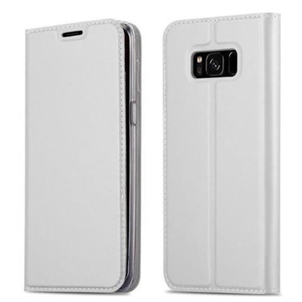 Samsung Galaxy S8 PLUS Fodral i CLASSY SILVER från Cadorabo (MATTE METALLIC Design) Fullt skyddsfodral med flipskydd Pengar