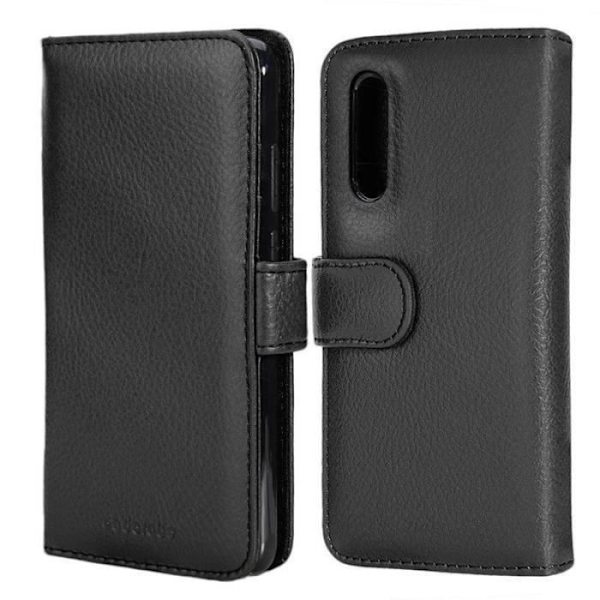 Plånboksfodral - CADORABO - Huawei P20 - Syntetiskt läder - 3 kortfack - Magnetstängning Svart