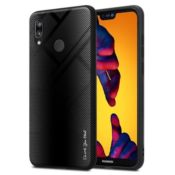 Fodral för Huawei P20 LITE 2018 / NOVA 3E Fodral i SVART OPAL Fodral Skydd i härdat glas och TPU silikon