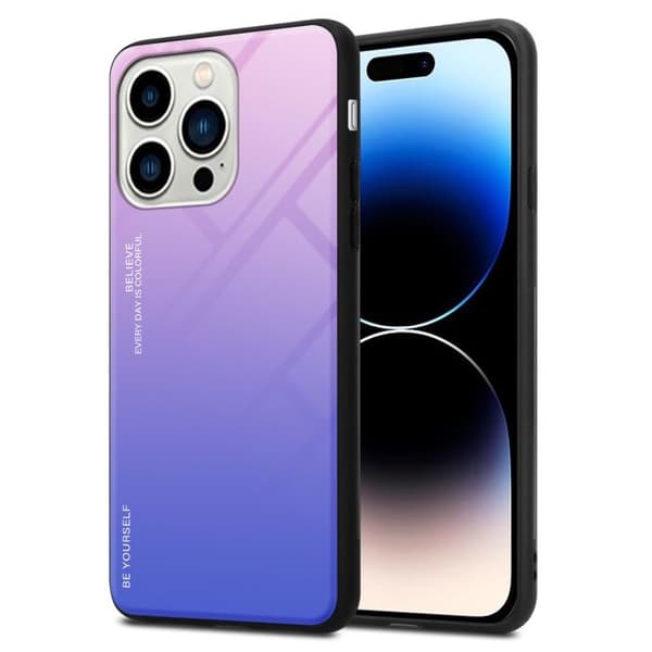 iPhone 14 PRO MAX Fodral i ROSA - BLÅ Tvåfärgad design Skyddsetui