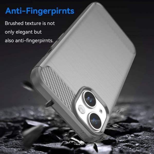 Skal för iPhone 14 PLUS BORSTAD GRÅ Kolfiberdesign Grå