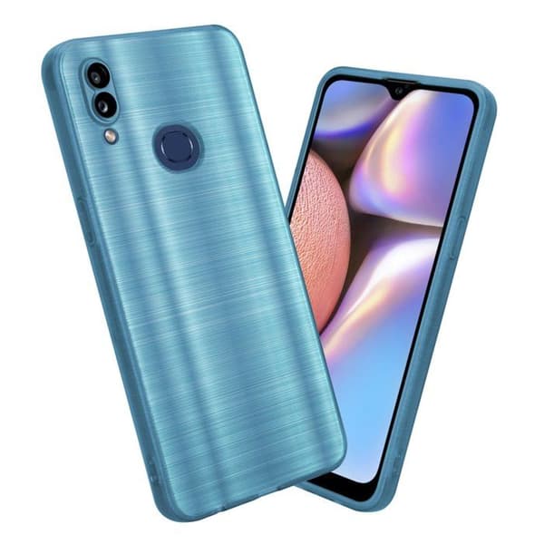 Skyddsfodral för Samsung Galaxy A10s / M01s Borstad Turkos Kameraskydd Blå