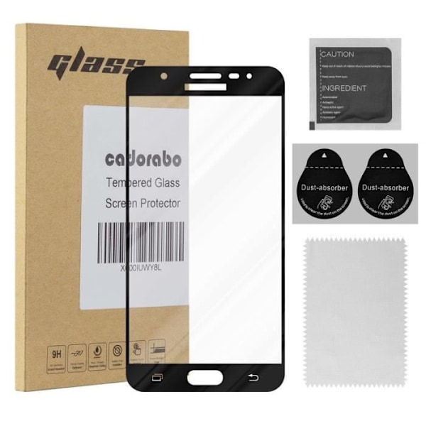 Cadorabo härdat glas Samsung Galaxy J5 PRIME - ON5 2016 Skärmskyddsfilm Glas Display-skydd TRANSPARENT med SVART Transparent, svart